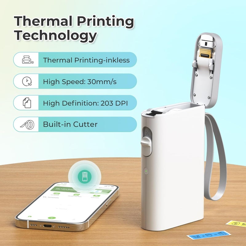 Nelko Label Maker Machine with Tape, P21 Bluetooth Label Printer with 3 Tapes, Wireless Mini Label Makers with Multiple Templates Icon Font Custom for School Office Home, White - Image 5